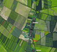 Pečeňady – 2.350 m2 ORNÁ PÔDA - Letecký pohľad na poľnohospodárske a lesné pozemky v okolí Pečeňady.