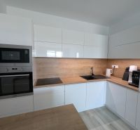 MODERNÁ ZARIADENÁ NOVOSTAVBA  takmer v centre - MAHULANKA - Kuchyňa v 2-izbovom byte s podlahou s dreveným dekorom a modernými spotrebičmi.