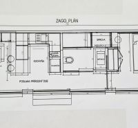 Na predaj: Luxusný mobilný dom „ZEN HOUSE“ - ihneď k odberu - Pôdorys rodinného domu s kuchyňou, technickou miestnosťou a spálňou.