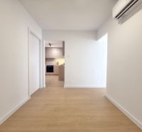 Moderný 3 izbový byt s balkónom a výhľadom na Zobor - Chrenová - Chodba v 3-izbovom byte s podlahou s dreveným dekorom a klimatizáciou.