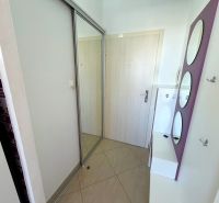 Na predaj kompletne prerobený 1 izbový byt, Vráble - Lúky, 36m2, 7/7 - Vstupná chodba v 1-izbovom byte s dlažbou a zrkadlovou skriňou.