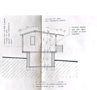 Záhrada s chatkou v tichej časti Košíc - Krásna, Šípková ul. - Stavebný projekt drevodomu so sedlovou strechou a podlahou s dreveným dekorom.