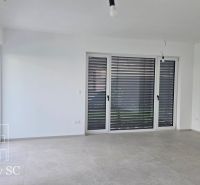Okr. Senec - Tureň - NA PREDAJ nízkoenergetická novostavba - 4 izbový  - Obývacia izba s veľkými oknami a dlažbou v rodinnom dome.