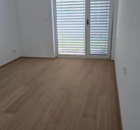 Okr. Senec - Tureň - NA PREDAJ nízkoenergetická novostavba - 4 izbový  - Prázdna izba s podlahou s dreveným dekorom a balkónovými dverami v rodinnom dome.