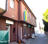 NA PREDAJ – polyfunkčný objekt v úplnom centre mesta Senec - obchodný  - Obchodné priestory na Mäsiarskej ulici v Seneci s viacerými prevádzkami a úzkym chodníkom.