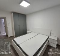 SENEC – NA PREDAJ - Novostavba, 4. izbový rodinný dom s parkovaním pre - Spálňa v rodinnom dome s posteľou, šatníkovou skriňou a podlahou s dreveným dekorom.