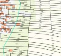 Pozemok o výmere 454 m2, schválený v Územnom pláne na stavbu RD - Detailný pohľad na rozdelenie pozemkov v záhradách v Mastiach v Stupave.