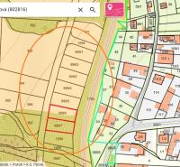 Investičný pozemok v Bešeňovej - Katastrálna mapa pozemkov - komerčné v Bešeňovej s označenými parcelami a okolím.