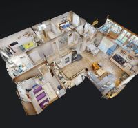 4-izbový rodinný dom v tichom prostredí - 3D pohľad na pôdorys rodinného domu s detailmi interiéru.