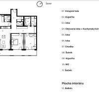 Na PREDAJ | 4izb. veľkometrážny ateliér | Prístavná ulica - Pôdorys 4-izbového bytu s obývacou izbou, kuchyňou, kúpeľňami a balkónom.