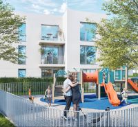 PREDAJ VZOROVÉHO 2i bytu | Bernolákovská Ivanka Pri Dunaji - Bezpečné detské ihrisko pred bytovým domom na Bernolákovskej v Ivanke pri Dunaji.