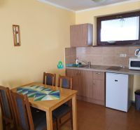 Apartmánový dom na predaj blízko termálneho kúpaliska - Kuchynský kút v hoteloch a penziónoch s dreveným nábytkom a kuchynskými spotrebičmi.