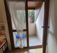 Prenájom 2-izbového apartmánu v Dunajskej Strede - Dvojizbový byt s balkónom, záclonou a podlahou s dreveným dekorom.