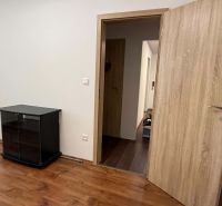 Predaj 3-izbového bytu, Dunajská Streda - Otváracie dvere a skrinka s podlahou s dreveným dekorom v 3-izbovom byte.