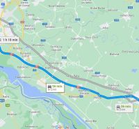 -Na prenájom obchodný priestor 30 m2 v centre mesta Dunajská Streda - Mapa zobrazuje trasu z Dunajskej Stredy do Bratislavy autom za 36 minút.
