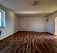 Na predaj 2-izb. byt v dvojdome (110 m²) v štandarde s krbom – Možnosť - Prázdna miestnosť v rodinnom dome s podlahou s dreveným dekorom a veľkým oknom.