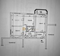 Moderný 3-izbový byt s lodžiou po rekonštrukcii - Pôdorys 3-izbového bytu s kuchyňou, kúpeľňou a predsieňou.