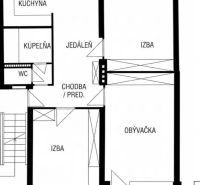 Super cena! 3i byt s parkovacím miestom a záhradnou chatkou - Pôdorys 3-izbového bytu s balkónom a loggiou, zahŕňa kuchyňu, kúpeľňu a WC.