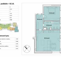 Novostavba | Priestranný 2-izbový byt | Skvelá investícia - Pôdorys pre 2-izbový byt na treťom podlaží Bloku B s balkónom.