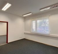 Prenájom kancelárskych priestorov Ružinov, 100 m2,  parking - Kancelárie s kobercom, bielymi stenami a drevenými dverami.