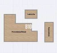 Investičná príležitosť - Dom s bývalou prevádzkou - Plánok priemyselnej nehnuteľnosti s prevádzkou/skladom, lakovňou a kanceláriami.