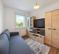 Rodinný alebo investičný 4-izbový byt, 89 m² - Obývacia izba v 4-izbovom byte s pohovkou, nábytkom a podlahou s dreveným dekorom.