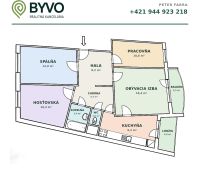 Rodinný alebo investičný 4-izbový byt, 89 m² - Pôdorys 4-izbového bytu s priestrannou obývacou izbou, kuchyňou, spálňou a balkónom.
