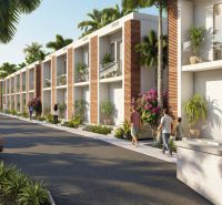 Hotelový a rezidenčný komplex THE TERRACE v Paje, Zanzibar - Výstavba bytov v Paje: Radové domy s okrasnou zeleňou pri ceste.