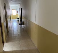 Kancelársky / komerčný priestor na prenájom v centre Rimavskej Soboty - Chodba v kanceláriách s dlažbou a izbovým kvetom pri okne.