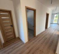 Novostavba rodinný dom Preseľany  - Chodba v Rodinnom dome s podlahou s dreveným dekorom a drevenými dverami.