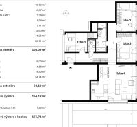 4 izbový penthouse 155m² | Greencorner | Bratislava-Nové mesto - Pôdorys 4-izbového bytu s chodbou, kuchyňou, kúpeľňou, toaletou a terasou.
