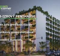 4 izbový penthouse 155m² | Greencorner | Bratislava-Nové mesto - Budova so zelenými balkónmi na Račianskej v Bratislave ponúka 4-izbový penthouse.