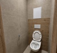 PRENÁJOM | Moderný 2-izbový byt s balkónom a parkovaním – SL - WC s keramickými obkladmi a podlahou s dreveným dekorom v 2-izbovom byte.