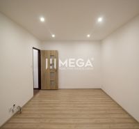 Na predaj garsónka na Sokolovskej ulici v meste Humenné - Prázdna izba v Rekreačnom apartmáne s dreveným dekorom podlahy a svetlým náterom.