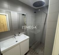 Predaj 3 izbový byt s balkónom - Humenné, Ševčenkova - Kúpeľňa v 3-izbovom byte s sprchovým kútom, umývadlom a vzorovanou podlahou.