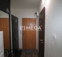 Na prenájom plne zariadená garsónka blízko centra - Humenné - Chodba v rekreačnom apartmáne s podlahou s dreveným dekorom, tapety a chladnička.