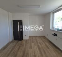 PRENÁJOM kancelárie blízko centra Humenného (20,53 m2) - Kancelárie s podlahou s dreveným dekorom, bielymi stenami a izbovou rastlinou na parapete.