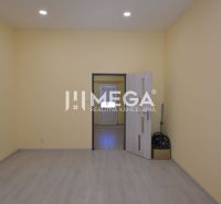 PREDAJ POLYFUNKČNÉHO OBJEKTU na ul. Fraňa Kráľa MICHALOVCE - Žlté steny, podlaha s dreveným dekorom, otvorené dvere v obchodných priestoroch.