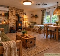 Záhrada s murovanou chatkou po rekonštrukcii iba 200 m od rieky Nitra - Útulná chata s krbom, dreveným dekorom, rustikálnym nábytkom a príjemnou atmosférou.