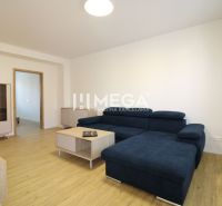 NA PRENÁJOM -  Zariadený 2 izbový byt s balkónom, Dobrianského, Humenn - Obývačka v 2-izbovom byte s pohovkou, nábytkom a podlahou s dreveným dekorom.