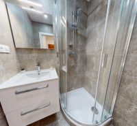 BA/Širšie centrum- Prenájom komplet prerobeného 3 izbového bytu  - Kúpeľňa so sprchovacím kútom a umývadlom v 3-izbovom byte s obkladom na stenách.