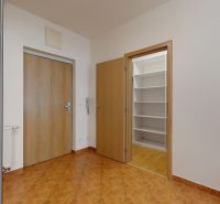 PEZINOK-PRIESTRANNÝ ZARIADENÝ 2i BYT S LOGGIOU A ŠATNÍKOM - Vstupná chodba v 2-izbovom byte s policami a dlažbou.