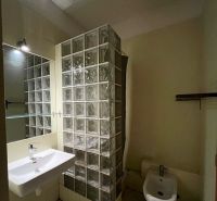 V projekte Koloseo 3 izbový byt na ulici Tomášikova v Bratislave - Kúpeľňa v 3-izbovom byte so sklobetónom a bidetom.