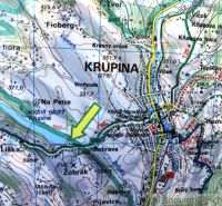 3106m2 stavebný pozemok nad priehradou v Krupine - Mapa Krupiny s detailmi Záhrad a turistických trás.