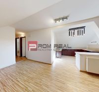 Prenájom - Priestranná časť rodinného domu | BORINKA | 450 € VRÁTANE E - Obývacia izba so vstupom do kuchyne a podlahou s dreveným dekorom v 5 a viac izbovom byte.