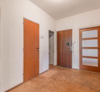  3-izbbyt s veľkou loggiou vo vyhľadávanej lokalite Bratisl - Vstupná hala s podlahou s dreveným dekorom v 3-izbovom byte, drevené dvere.