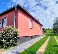 5-IZBOVÝ RODINNÝ DOM V OBCI TRHOVIŠTE  PRI MICHALOVCIACH - Rodinný dom v Trhovišti s upravenou záhradou a detským ihriskom v pozadí.