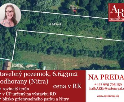 IBA U NÁS! Rovinatý investičný stavebný pozemok 6643m2,Podhorany,Nitra