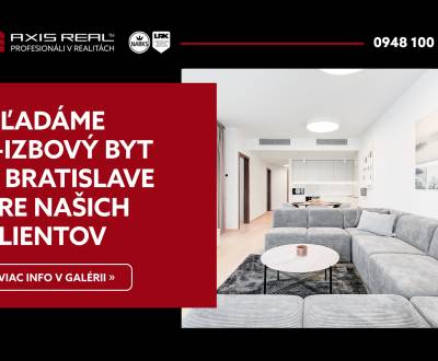 Hľadáme pre našich klientov 3-izbový v Bratislave II.