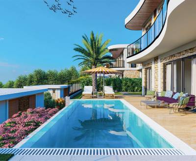 TURECKO: Luxusné 2 poschodové vily v Kargicaku, Alanya,Turecká Riviera